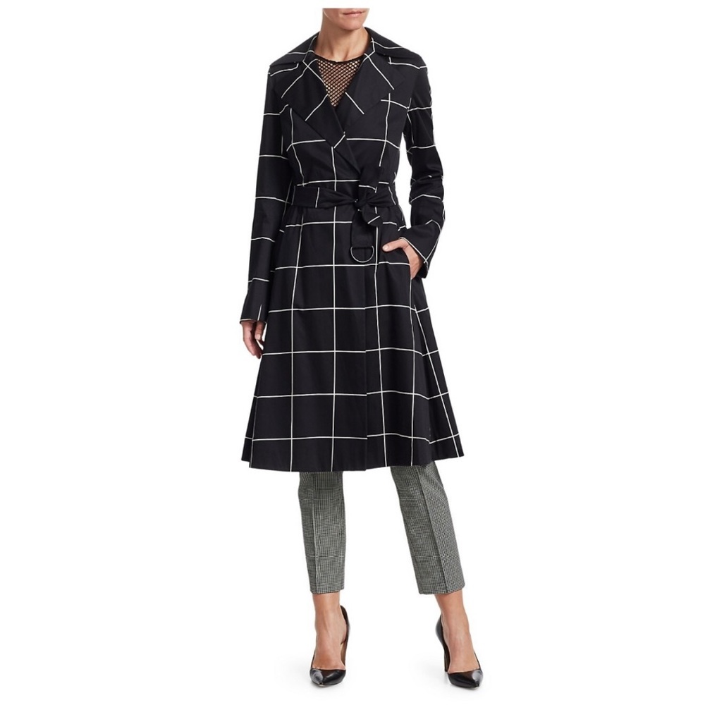 Akris punto Big Grid Belted Trench Coat, size 8 - Picture 2 of 14
